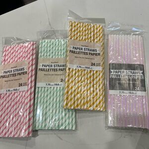 Paper Straws - Pink, Green, Yellow, and Silver